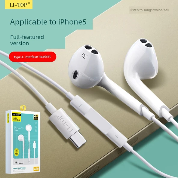 iPhone 15 Pro Max Uyumlu Type-C Dijital Kulaklık - Siyah (K58) - 2