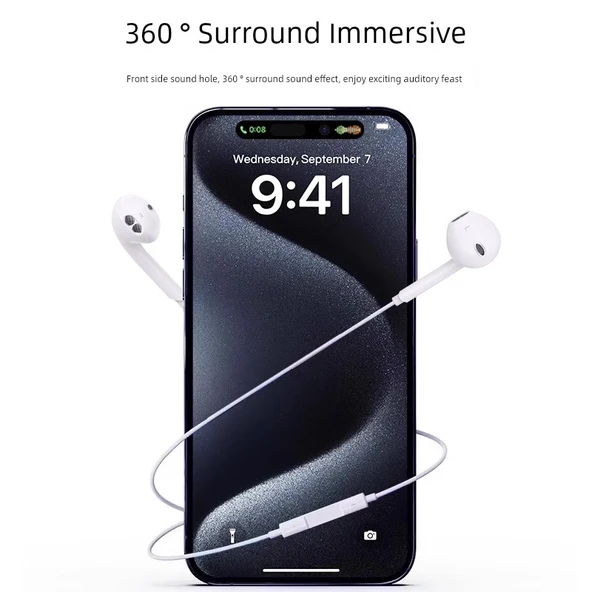 iPhone 15 Pro Max Uyumlu Type-C Dijital Kulaklık - Siyah (K58) - 5