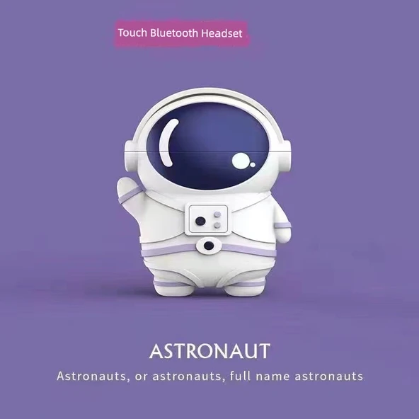 Şarj Kutulu Bluetooth 5.0 Kablosuz Kulaklık - Lastik Kabuklu Astronot