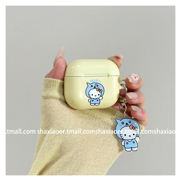 AirPods 2 Uyumlu Miffy Hellokitty Kılıf - Pembe Tekli + Kolye - 9
