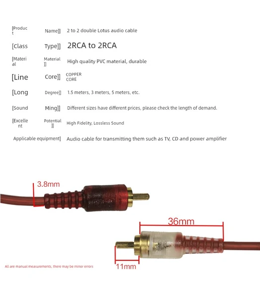 AV4 Başlıklı Lotus RCA Ses Kablosu - 3 Metre - 5