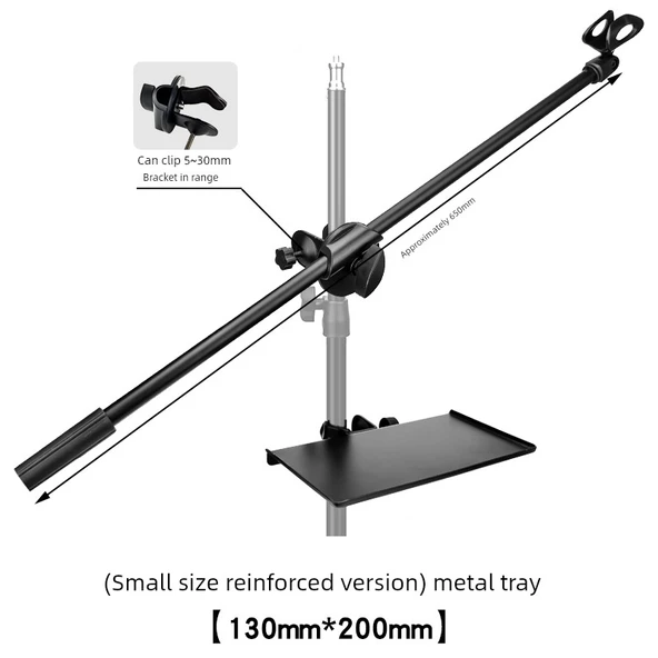 Ses Kartı Metal Saklama Rafı Mikrofon Standı - Küçük Boy Güçlendirilmiş Tepsi + 65cm Mikrofon Çubuğu
