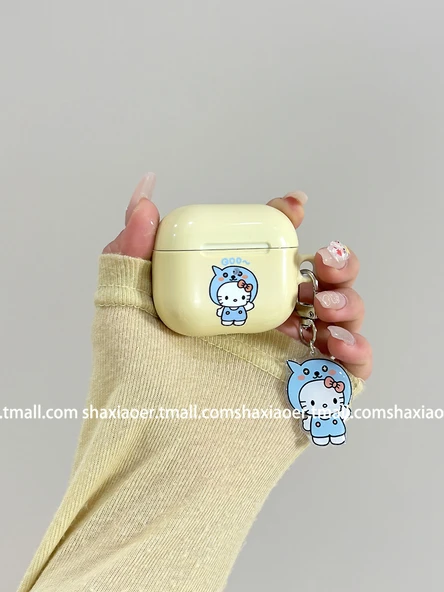 AirPods 2 Uyumlu Miffy Hellokitty Kılıf - Pembe Tekli + Kolye - 4