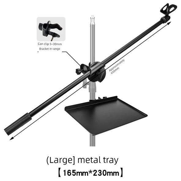 Ses Kartı Metal Saklama Rafı Mikrofon Standı - Büyük Boy Tepsi + 65cm Mikrofon Çubuğu