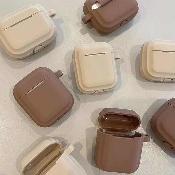 Airpods Pro 2 için Minimalist Sonbahar Kış Kulaklık Kılıfı - Çizgili Haki - 4
