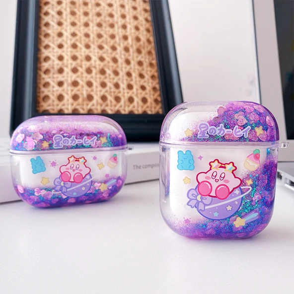Airpods Pro/Pro2 için Sevimli Kirby Kum Saati Koruyucu Kılıf - Mor Yıldız Kabi (Hoparlör Deliği Yok) - 8