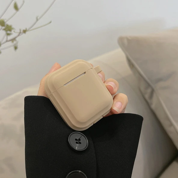Airpods Pro 2 için Minimalist Sonbahar Kış Kulaklık Kılıfı - Çizgili Haki