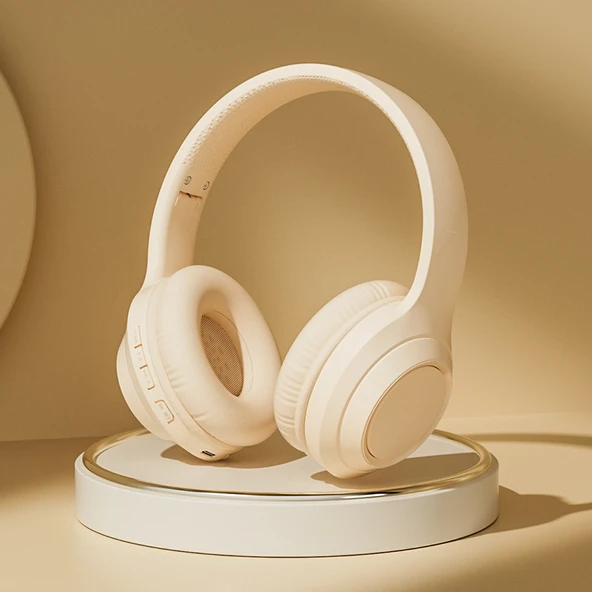 Katlanabilir Bluetooth Kulaklık - Sütlü Çay Ten Rengi