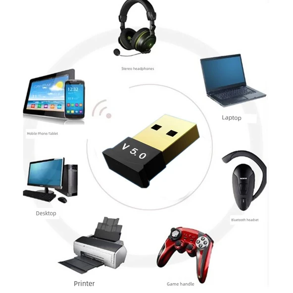 Bluetooth USB Bilgisayar Kulaklığı - Laptop ve Masaüstü Uyumlu - 5