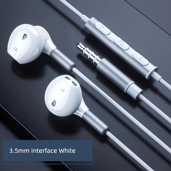 3.5mm Kablolu Kulaklık - Titanyum Gümüş - Piyano Boya - HIFI Stereo