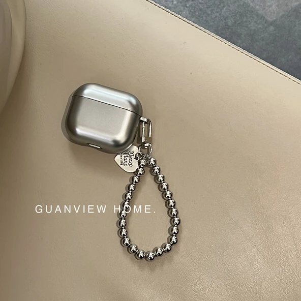 AirPods Pro 2 Kılıf - Gümüş Zincirli Silikon Koruma