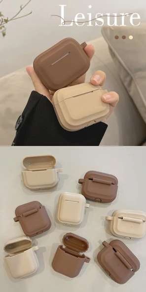 Airpods Pro 2 için Minimalist Sonbahar Kış Kulaklık Kılıfı - Çizgili Haki - 9