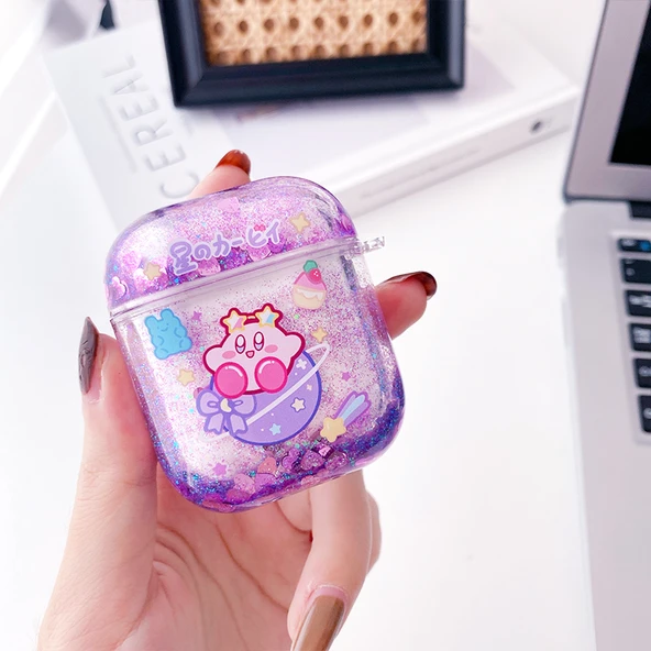 Airpods Pro/Pro2 için Sevimli Kirby Kum Saati Koruyucu Kılıf - Mor Yıldız Kabi (Hoparlör Deliği Yok) - 10