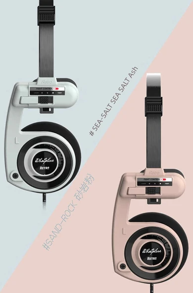 Bluetooth Retro Kulaklık - Yıldız Ay Gümüş - Turuncu/Siyah Süngerli - Resim 3