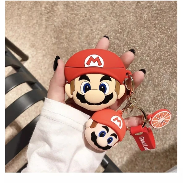 Sevimli Silikon AirPods 4 Kılıf - Mario Figürlü