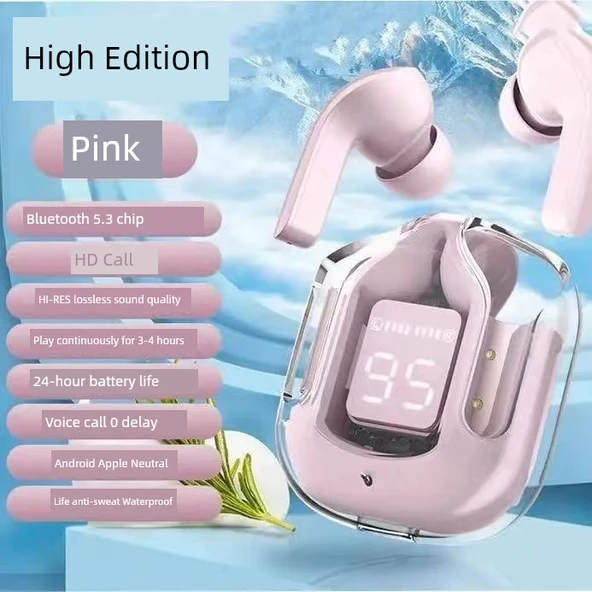 Kablosuz Bluetooth Kulaklık - Pembe Yüksek Versiyon