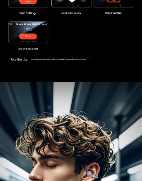 Bluetooth 5.4 Kemik İletimli Klipsli Kulaklık - Orta Versiyon Obsidyen Siyah HIFI Ses 30 Saat - 10