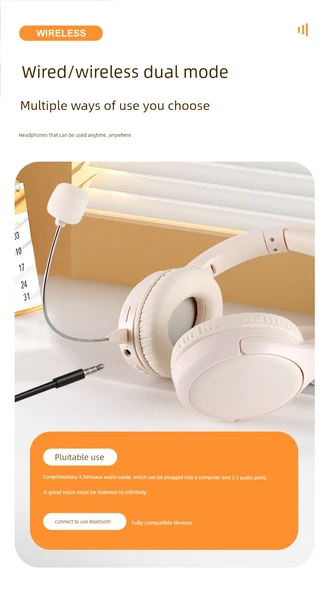 Bluetooth 6.0 Öğrenci Kulaklığı - Beyaz [Gerçek Zamanlı Dinleme + Kayıt Oynatma] - 7