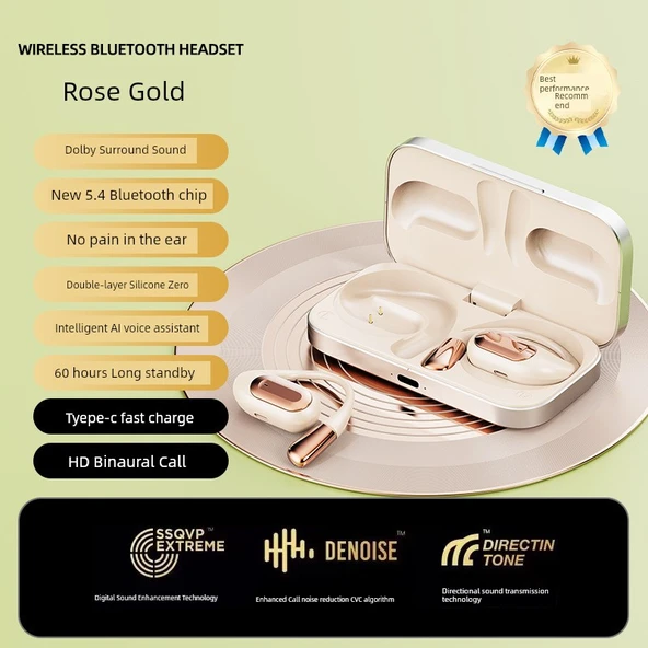 Kemik İletimli Bluetooth Spor Kulaklık - TJ911 Rose Gold - Dolby Surround