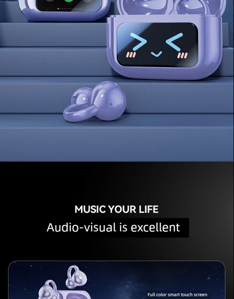 Bluetooth 5.4 Kemik İletimli Klipsli Kulaklık - Orta Versiyon Obsidyen Siyah HIFI Ses 30 Saat - 6