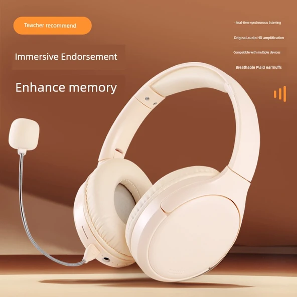 Bluetooth 6.0 Öğrenci Kulaklığı - Beyaz [Gerçek Zamanlı Dinleme + Kayıt Oynatma] - 5
