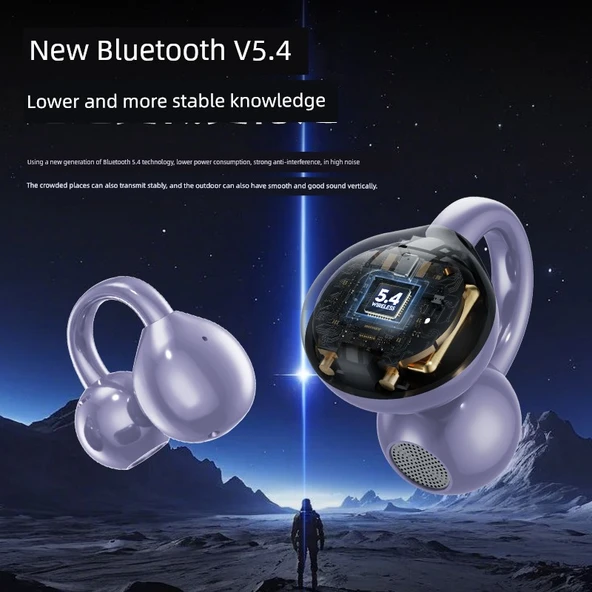 Bluetooth 5.4 Kemik İletimli Klipsli Kulaklık - Orta Versiyon Obsidyen Siyah HIFI Ses 30 Saat - 3
