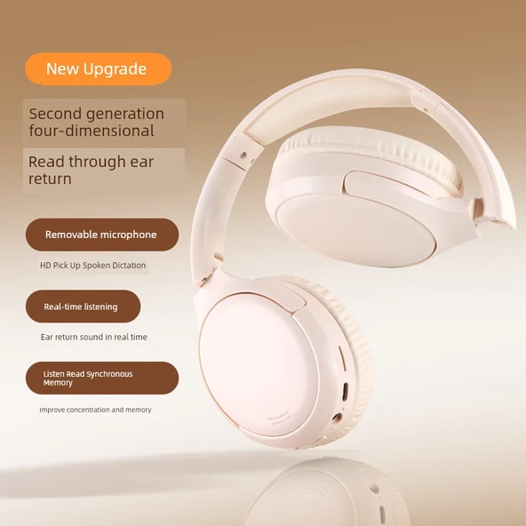 Bluetooth 6.0 Öğrenci Kulaklığı - Beyaz [Gerçek Zamanlı Dinleme + Kayıt Oynatma] - 4