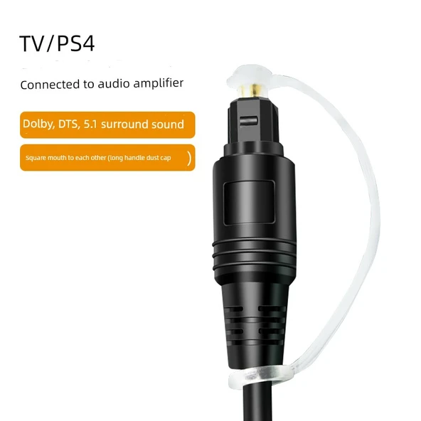 5M Fiber Optik Ses Kablosu - Kare Karşı Port OD4.0 - Toz Kapaklı