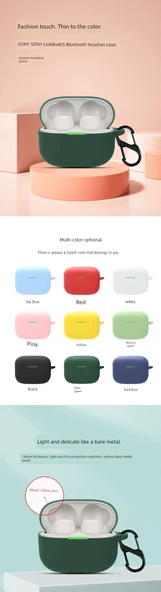 Sony LinkBuds Pembe Silikon Kılıf ve Kanca - 6