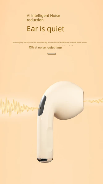 Bluetooth 5.3 Yarım Kulak İçi Kablosuz Kulaklık - Lotus Kökü Rengi (Premium) - 10