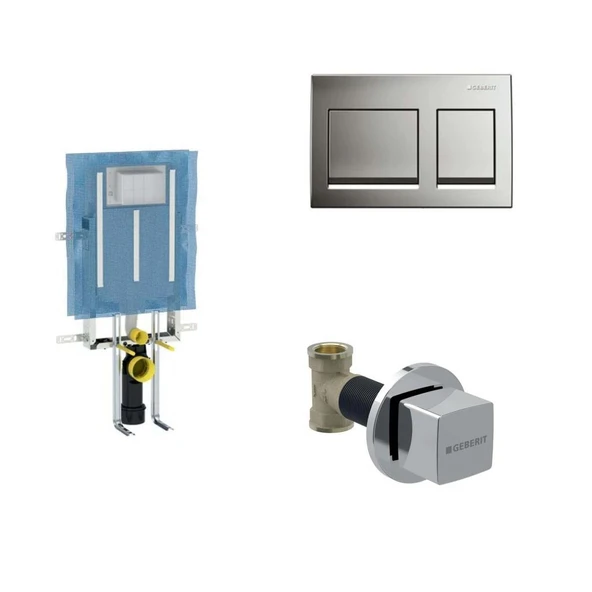 Geberit Alpha 3'lü Gömme Rezervuar Seti 8 cm - Parlak Krom