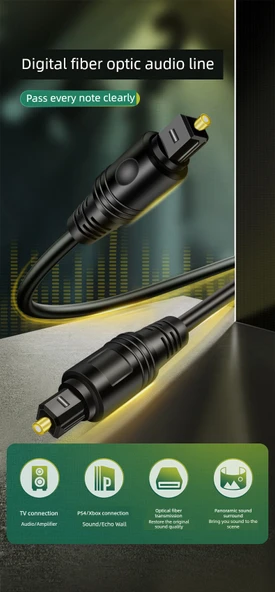 1M Fiber Optik Ses Kablosu - Kare Port Karşı Port OD4.0 - 6