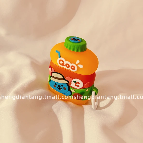 3D Karikatür AirPods Pro 2. Nesil Silikon Kılıf - Portakal Suyu [Tek Katman]