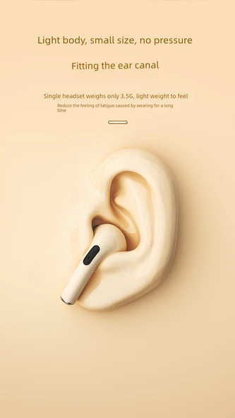 Bluetooth 5.3 Yarım Kulak İçi Kablosuz Kulaklık - Lotus Kökü Rengi (Premium) - 9