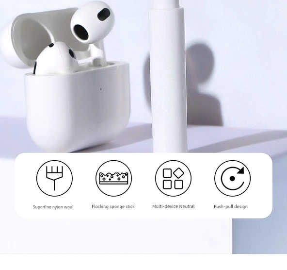 Kulaklık Temizleme Fırçası - Çok Fonksiyonlu Bluetooth Kulaklık Temizleme Kalemi - Siyah - Resim 8