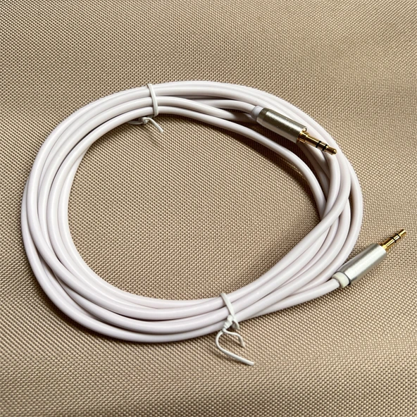 3.5mm - 3.5mm Ses Kablosu - Yüksek Kaliteli Beyaz 3m