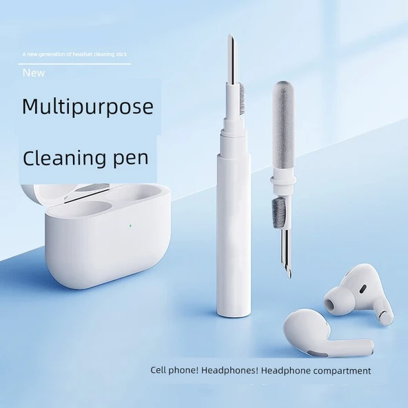 Kulaklık Temizleme Fırçası - Çok Fonksiyonlu Bluetooth Kulaklık Temizleme Kalemi - Siyah - Resim 4