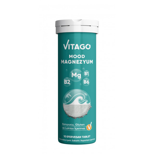 Vitago Mood,Magnezyum,Vitamin B1,B2,B6 10lu Tablet