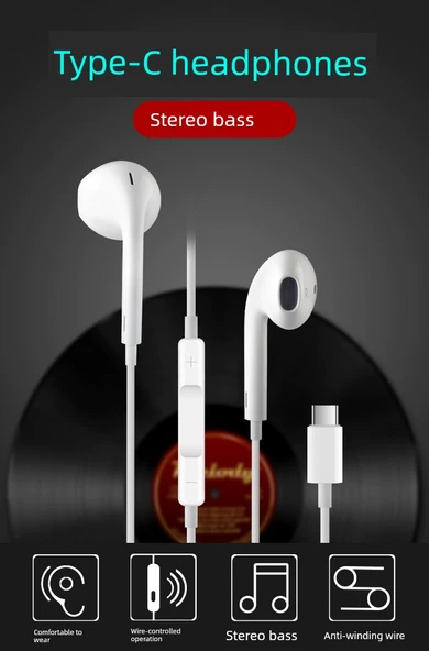 Type-C Kulaklık - Kristal Kutu Dijital Çip 6u Bass - Standart Paket - 3