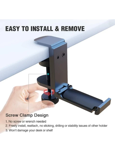 Kulaklık Tutucu - Deliksiz Basit Stil Kulaklık Askısı - Gümüş - Resim 4