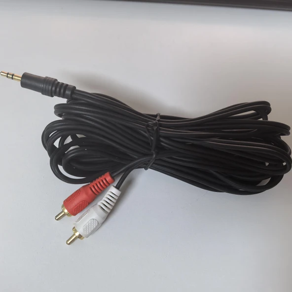 3.5mm - 3.5mm Ses Kablosu - Siyah Tekten Çifte 10m
