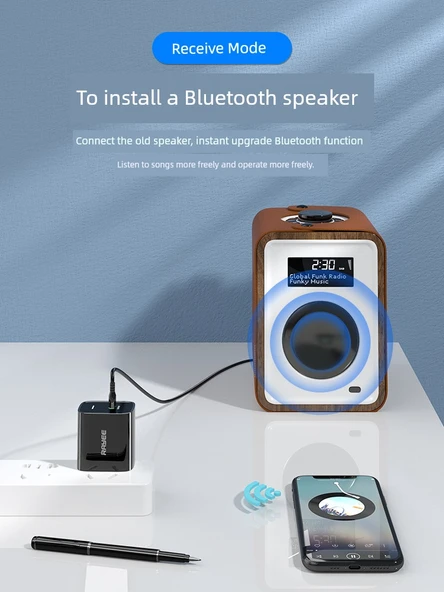 Bluetooth 5.3 Ses Alıcı Verici Modülü - Siyah Standart Versiyon + Ses Kablosu - 4