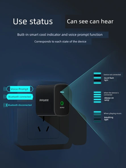 Bluetooth 5.3 Ses Alıcı Verici Modülü - Siyah Standart Versiyon + Ses Kablosu - 6