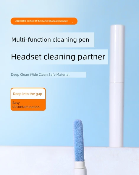 Kulaklık Temizleme Fırçası - Çok Fonksiyonlu Bluetooth Kulaklık Temizleme Kalemi - Siyah - Resim 7