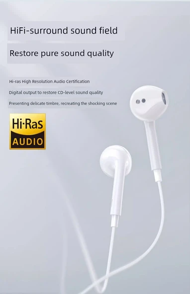 Apple 15-16 Uyumlu Type-C Düz Girişli Siyah Kablolu Kulaklık - Resim 9