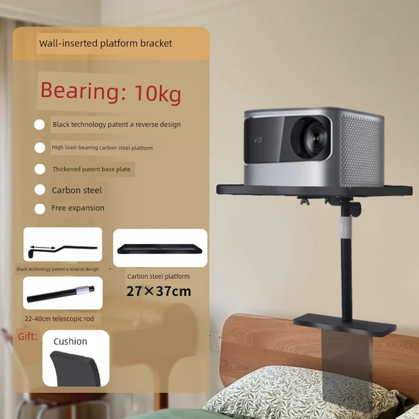 Ayarlanabilir Projektör Braketi - 22-40cm Karbon Çelik Teleskopik Çubuk - 37x27cm Karbon Çelik Platform Ters Tasarım