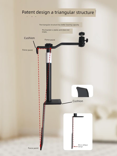 Ayarlanabilir Projektör Braketi - 22-40cm Karbon Çelik Teleskopik Çubuk - Metal Takviyeli Pan-Tilt Sabitleyici - 4