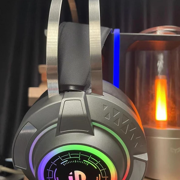 Mikrofonlu Kablolu Oyuncu Kulaklığı - USB - Gri