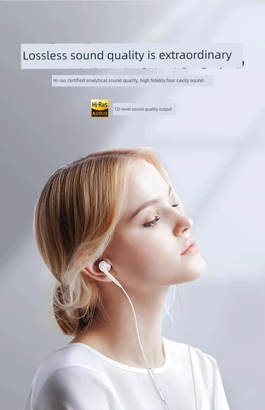 Apple 15-16 Uyumlu Type-C Düz Girişli Siyah Kablolu Kulaklık - Resim 5