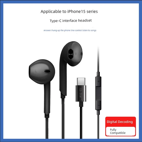 iPhone 15 Pro Max Uyumlu Siyah Kablolu Kulak İçi Kulaklık - K58 Çanta